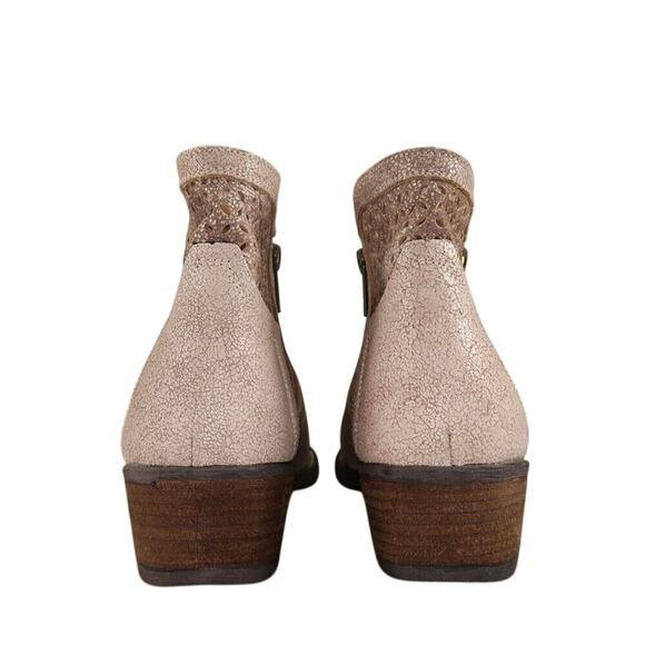 Corkys Shoes Womens 10 Booties Fashion Leather Double Zip Perforated Block Heel - Picture 7 of 16